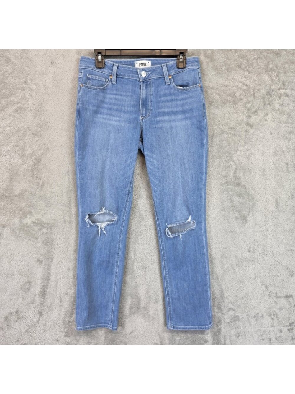 Paige Brigitte Skinny Jeans Womens 27 Blue Mid Rise Distressed Crop Stretch